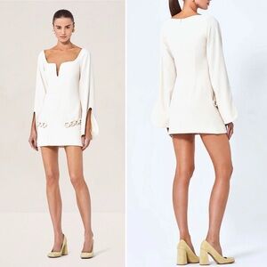 Alexis Cream Azize Split Sleeve Chain Mini Dress Size Medium NWT